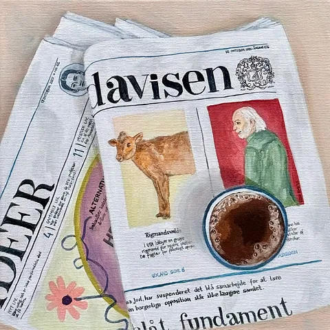 Akryl på lærred, 30 x 30 cm, i sort svæveramme.