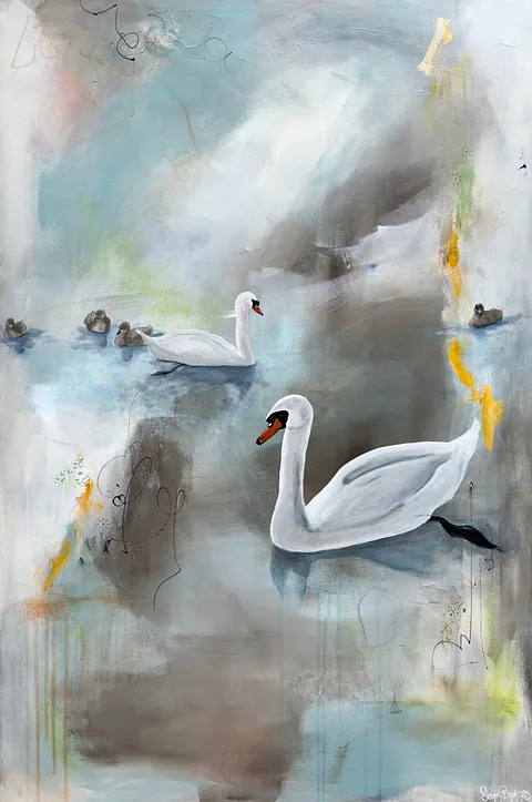  Akryl og mixed media på lærred, 80 x 120 cm. 