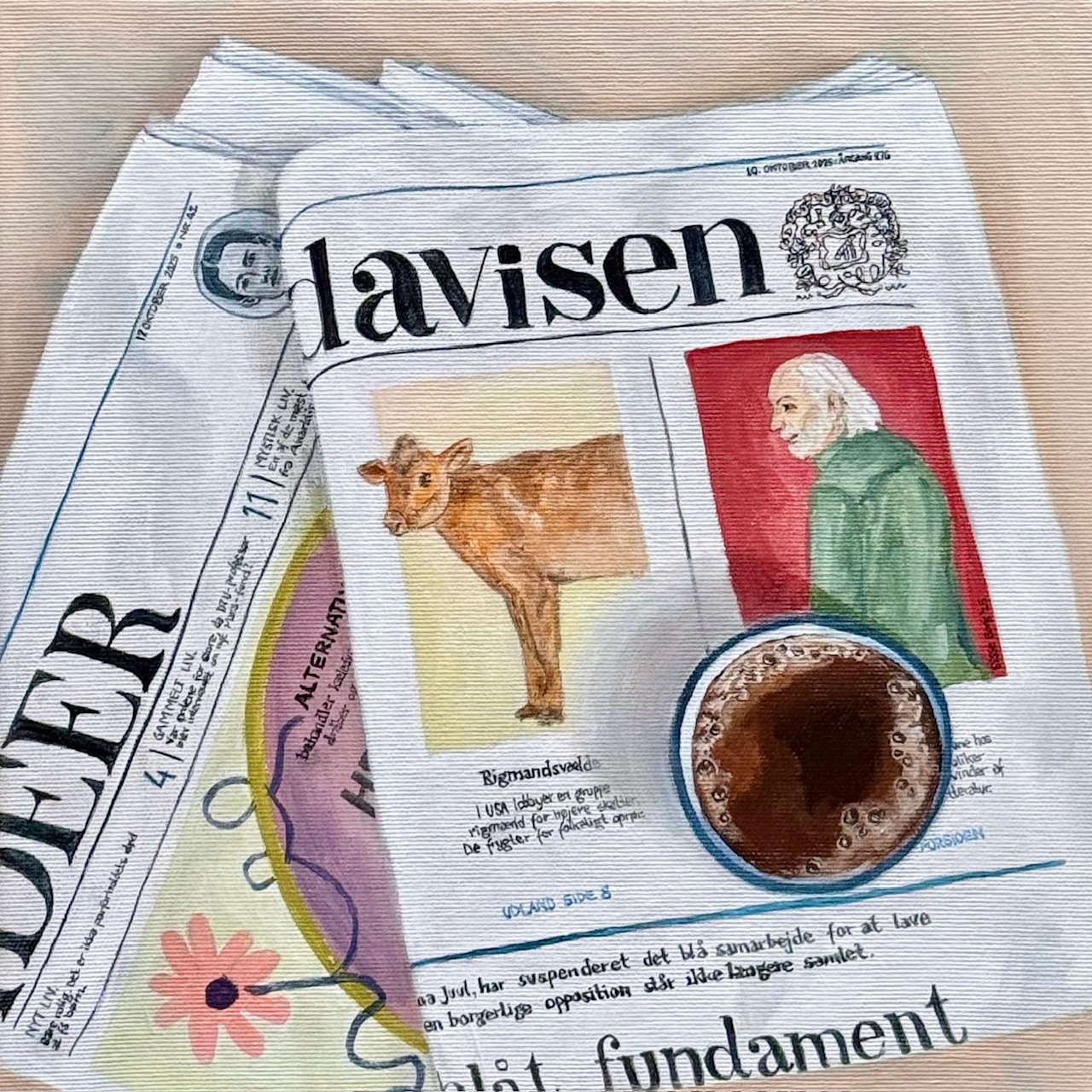 Akryl på lærred, 30 x 30 cm, i sort svæveramme.