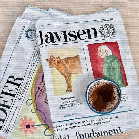 Akryl på lærred, 30 x 30 cm, i sort svæveramme.