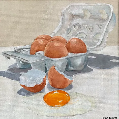  Akryl på lærred, 20 x 20 cm, i sort svæveramme.