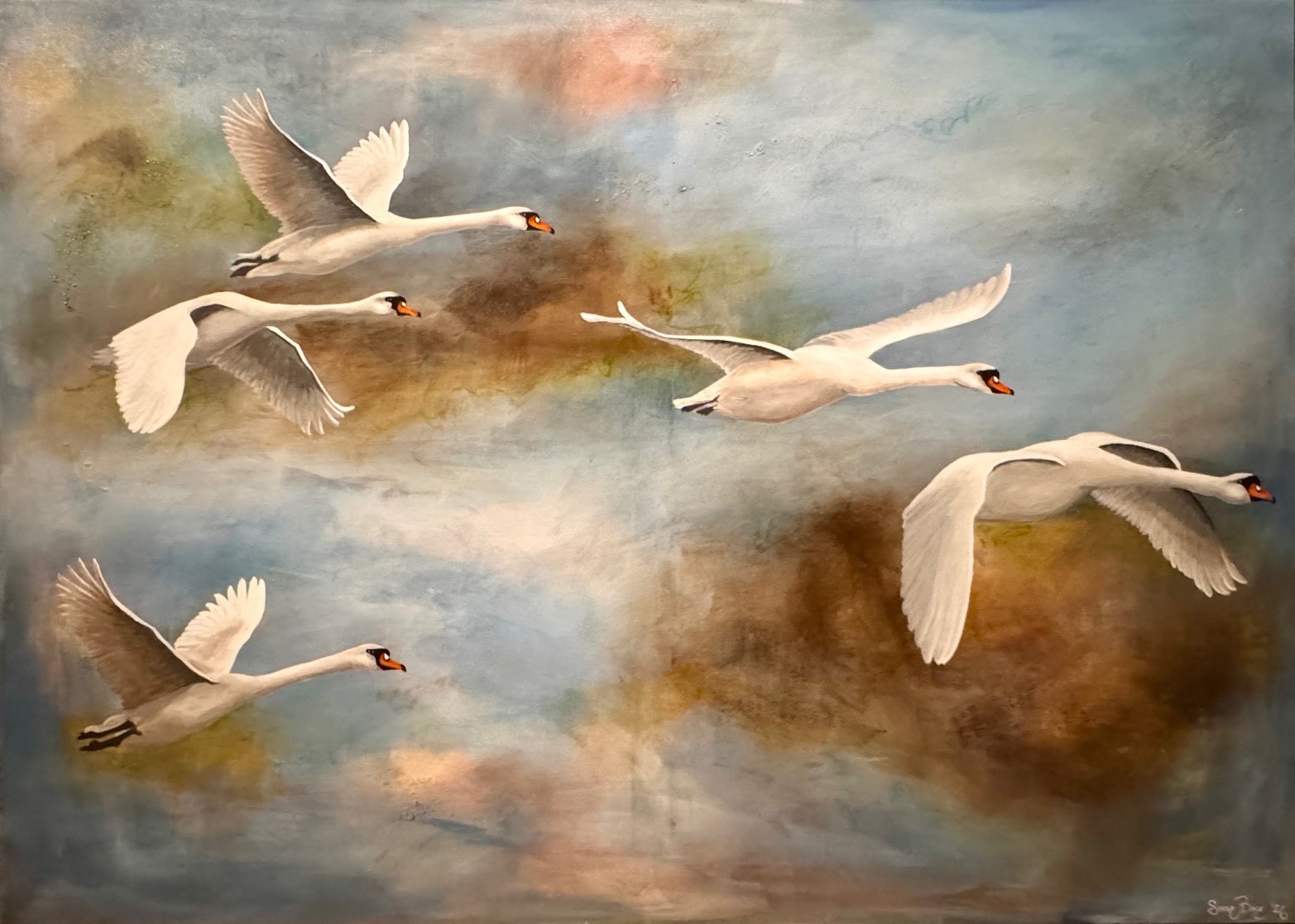  Akryl og mixed media på lærred, 100 x 140 cm. 