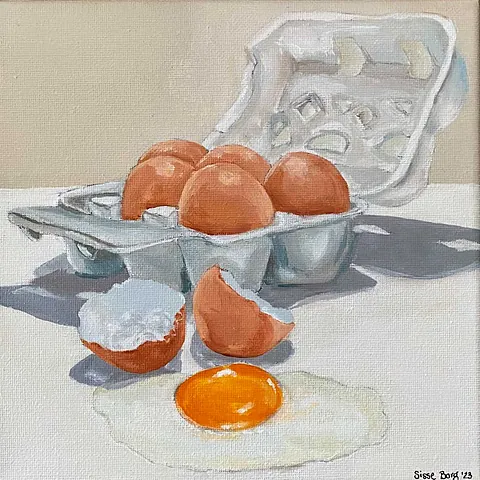  Akryl på lærred, 20 x 20 cm, i sort svæveramme.