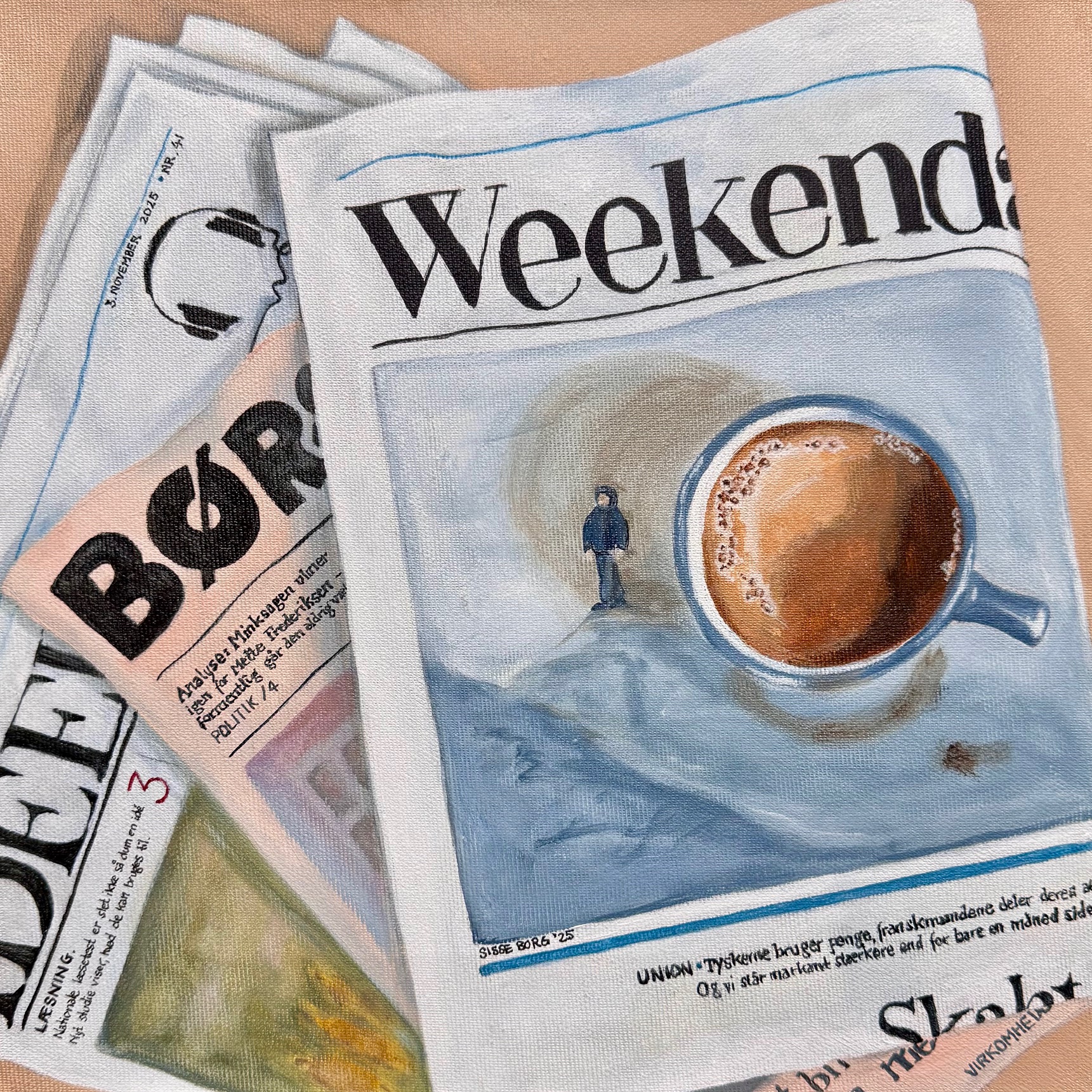  Akryl på lærred, 30 x 30 cm, i sort svæveramme.