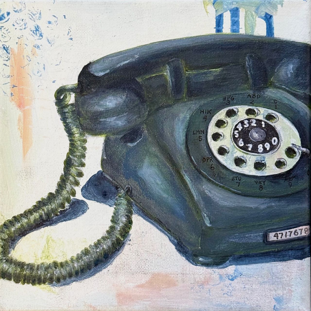 Akryl på lærred, 20 x 20 cm, i sort svæveramme.