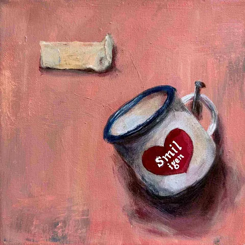 Akryl på lærred, 20 x 20 cm, i sort svæveramme.