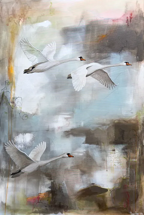  Akryl og mixed media på lærred, 80 x 120 cm. 