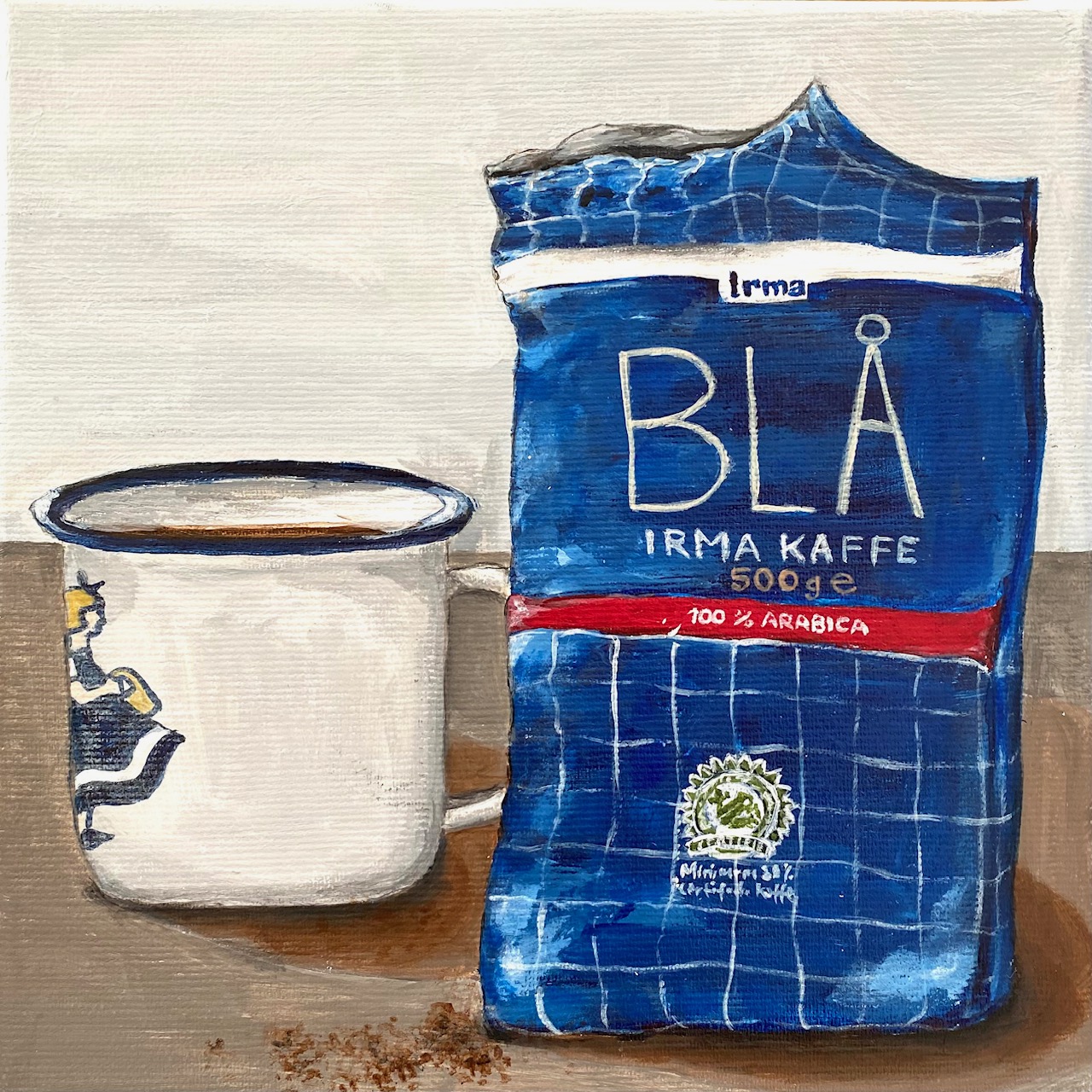 Emaliekop og blå kaffe (solgt)