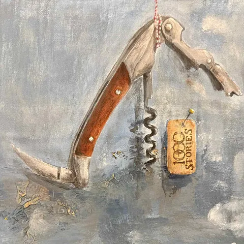 Akryl på lærred, 20 x 20 cm, i sort svæveramme.