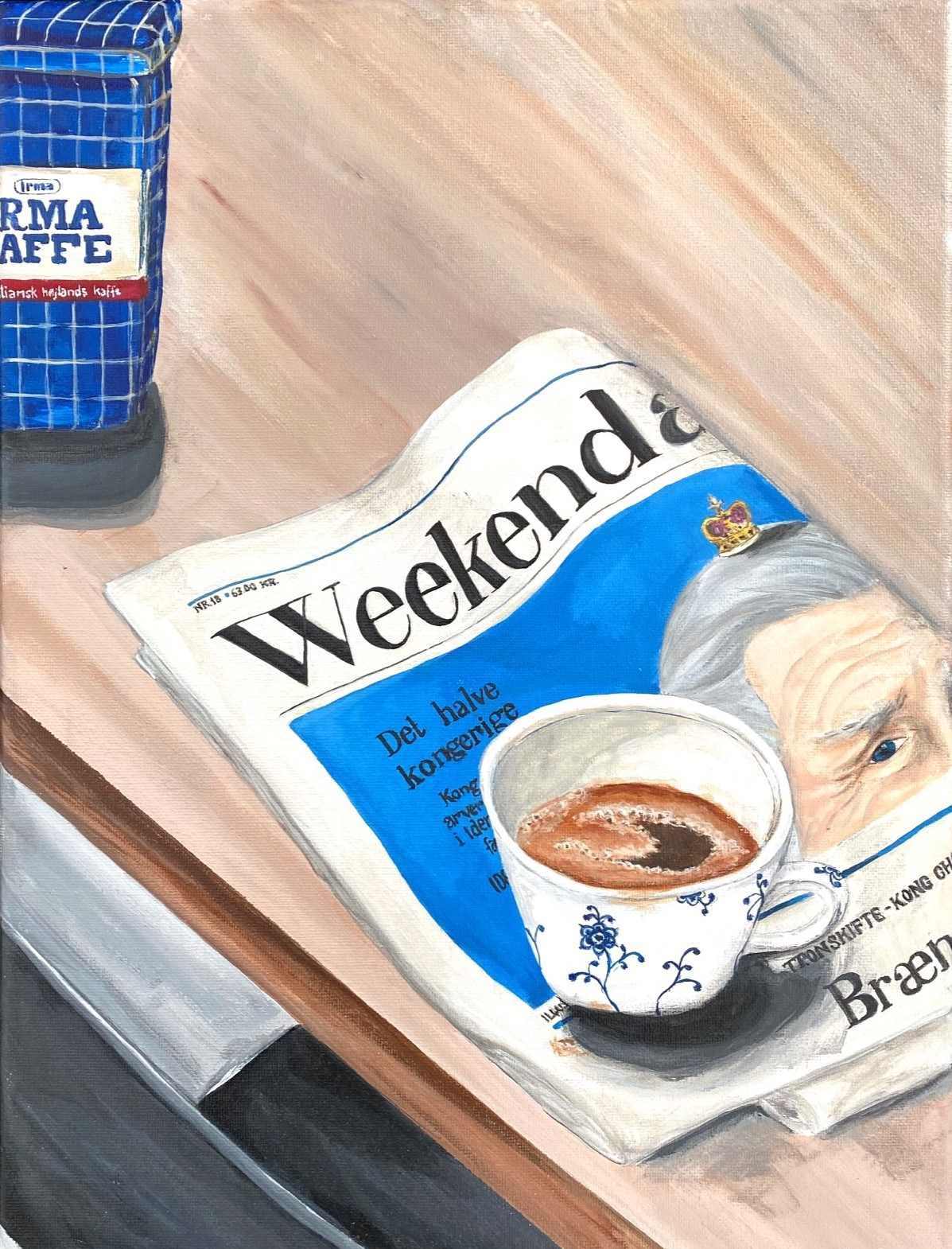 Akryl på lærred, 40 x 30 cm, i sort svæveramme.