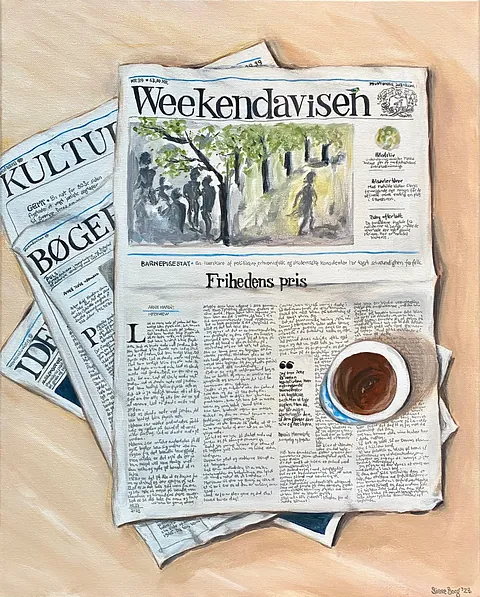  Akryl på lærred, 40 x 50 cm, i sort svæveramme.