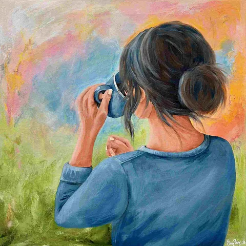  Akryl og tørpastel på lærred, 60 x 60 cm. 