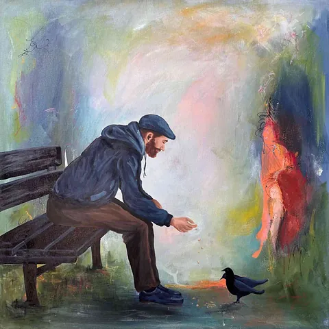  Akryl på lærred, 80 x 80 cm. 