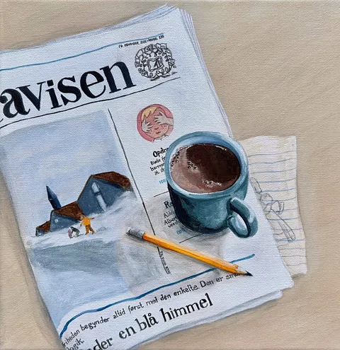  Akryl på lærred, 30 x 30 cm, i sort svæveramme.