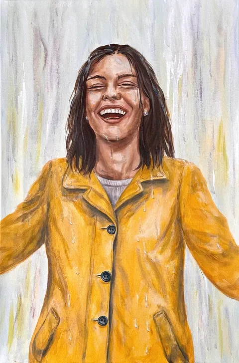 Akryl og mixed media, på lærred, 40 x 60 cm, i sort svæveramme. SOLGT