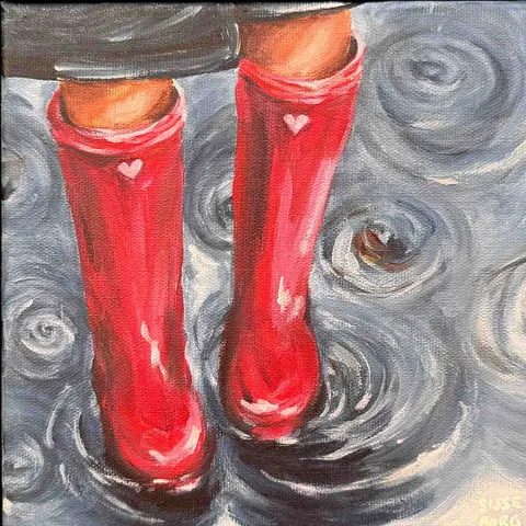  Akryl på lærred, 20 x 20 cm, i sort svæveramme.