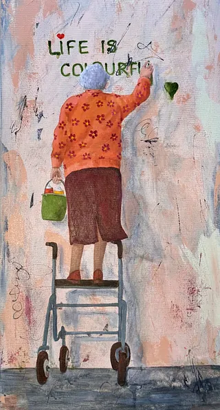  Akryl på lærred, 90 x 40 cm. 