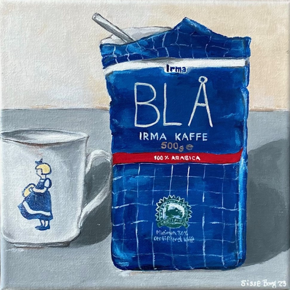 Irmakop og blå kaffe