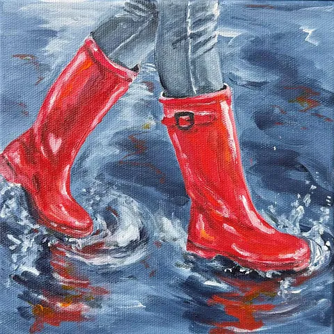 Akryl på lærred, 20 x 20 cm, i sort svæveramme.